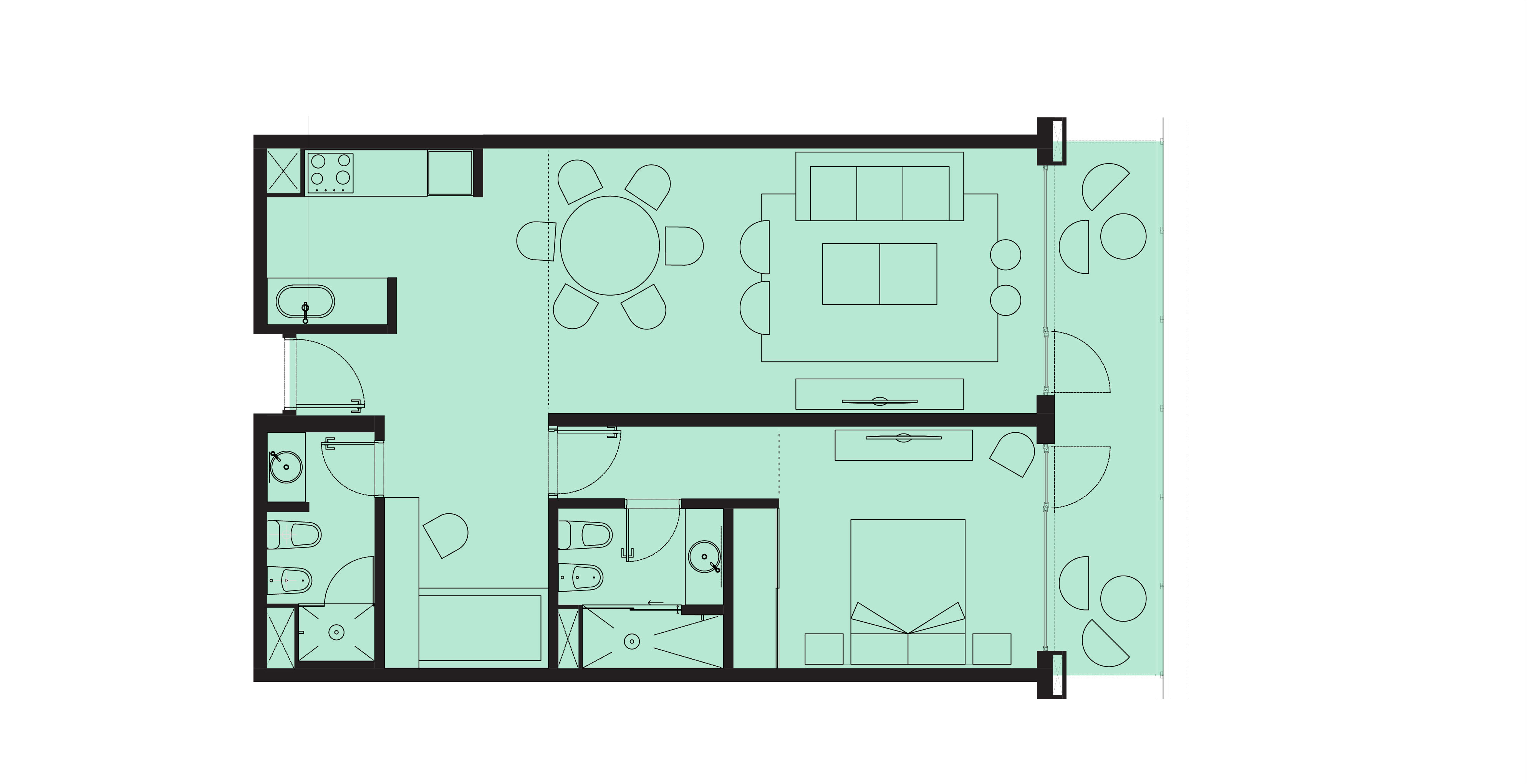 Plano departamento 1 dormitorio - Capitalinas Bariloche